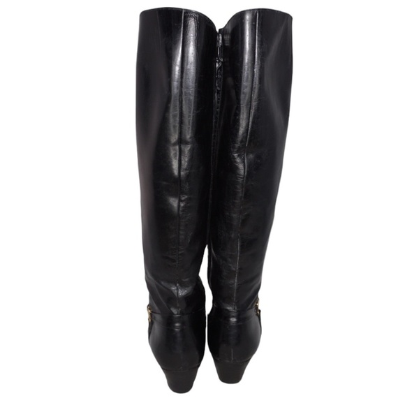 Salvatore Ferragamo Vintage Tall Black Leather Riding Boots, Size 9 - Picture 9 of 15